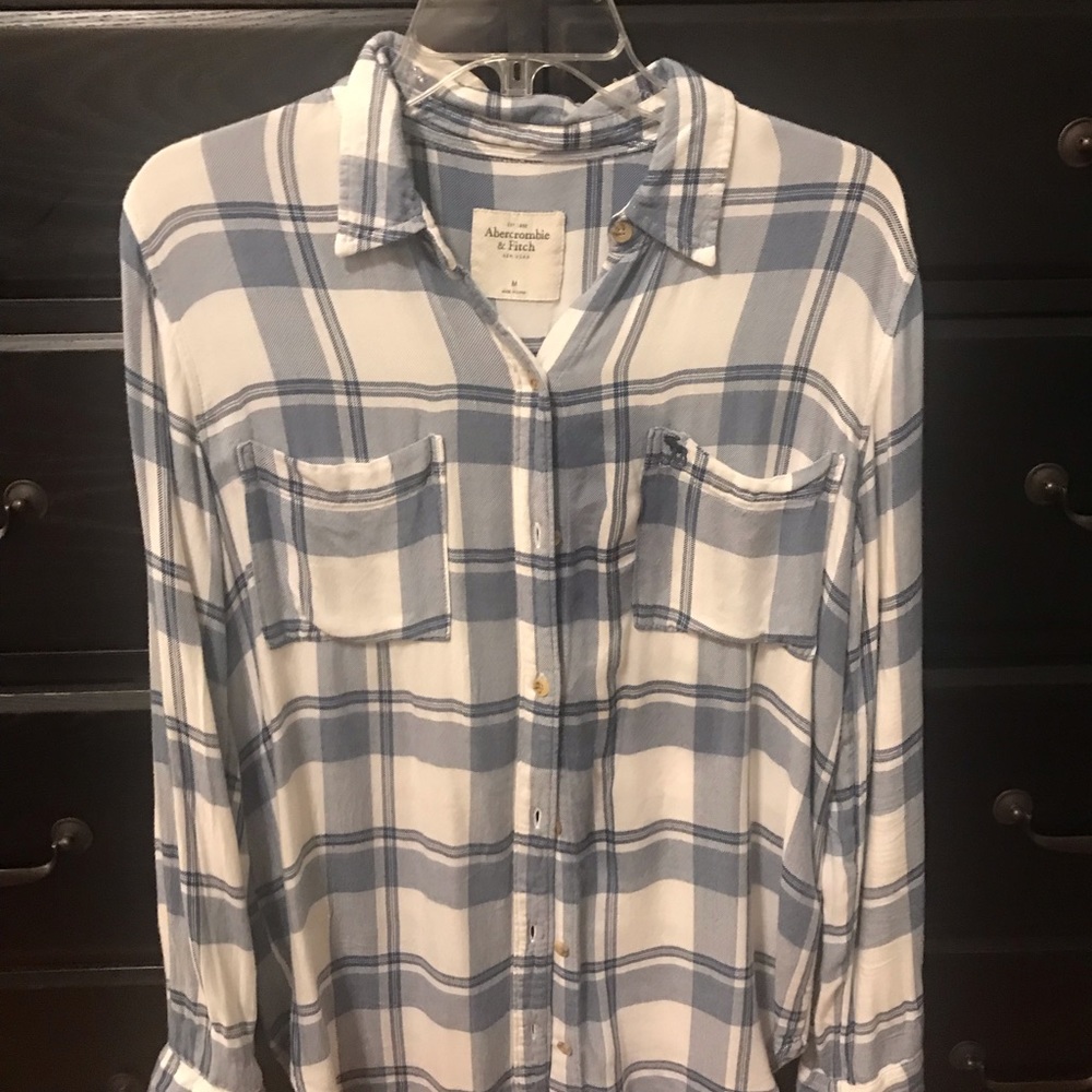 Abercrombie Blue Plaid Super Soft Button Down